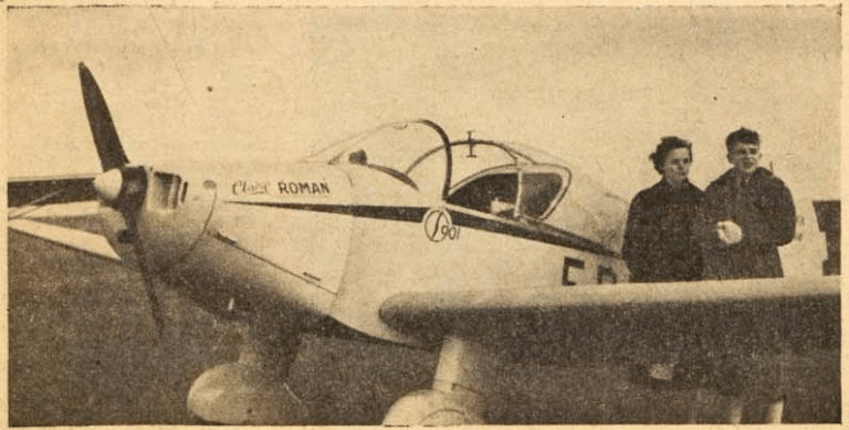 Jacqueline Golay et Jacqueline Perney avion Sipa 901 Claire-Roman pèlerinage Lourdes 1952 IPSA